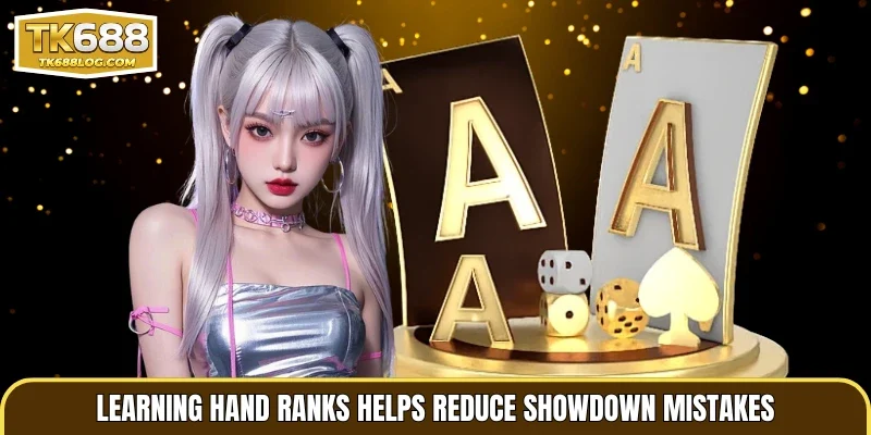 Learning hand ranks helps reduce showdown mistakes